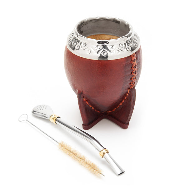 PREMIUM COLLECTION - The Jujuy Torpedo Calabash Mate Gourd Set (Burgundy)