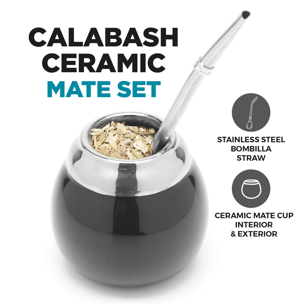 Calabash Ceramic Yerba Mate Gourd Set (Black)