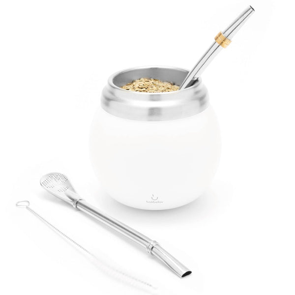 Calabash Stainless Steel Yerba Mate Gourd Set (White)