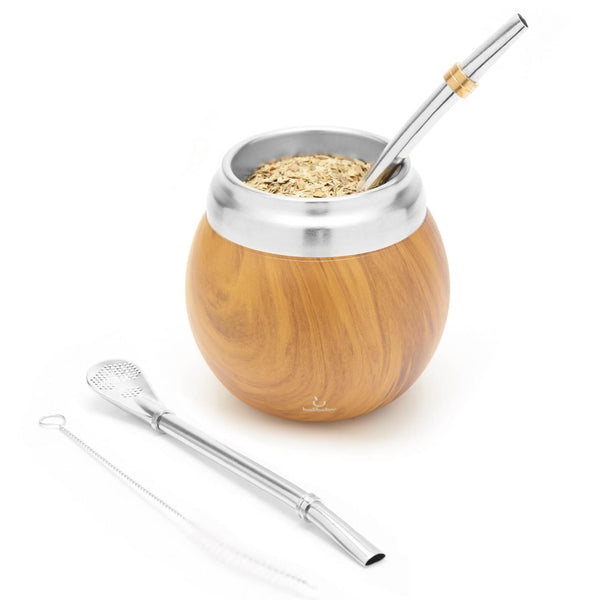 Calabash Stainless Steel Yerba Mate Gourd Set (Wood)