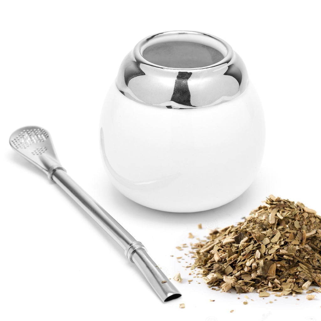 Calabash Ceramic Yerba Mate Gourd Set (White)