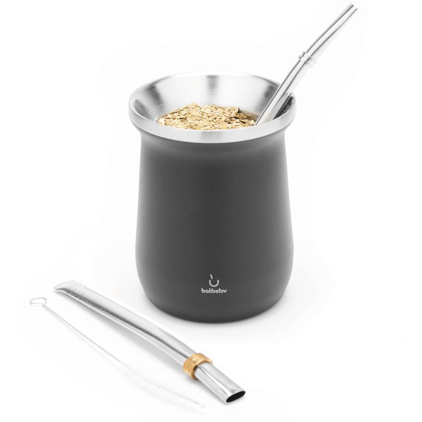 Elegante Stainless Steel Yerba Mate Gourd Set (Black)
