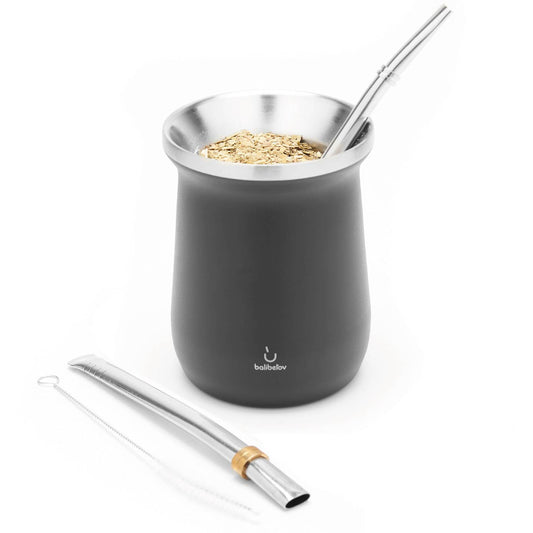 Elegante Stainless Steel Yerba Mate Gourd Set (Black)
