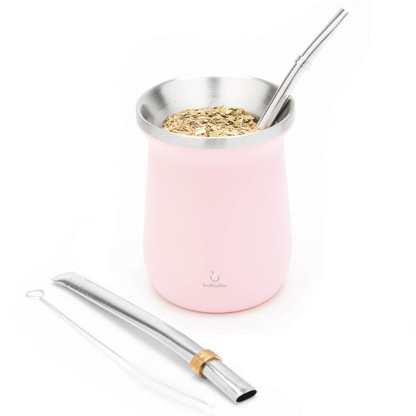 Elegante Stainless Steel Yerba Mate Gourd Set (Pink)