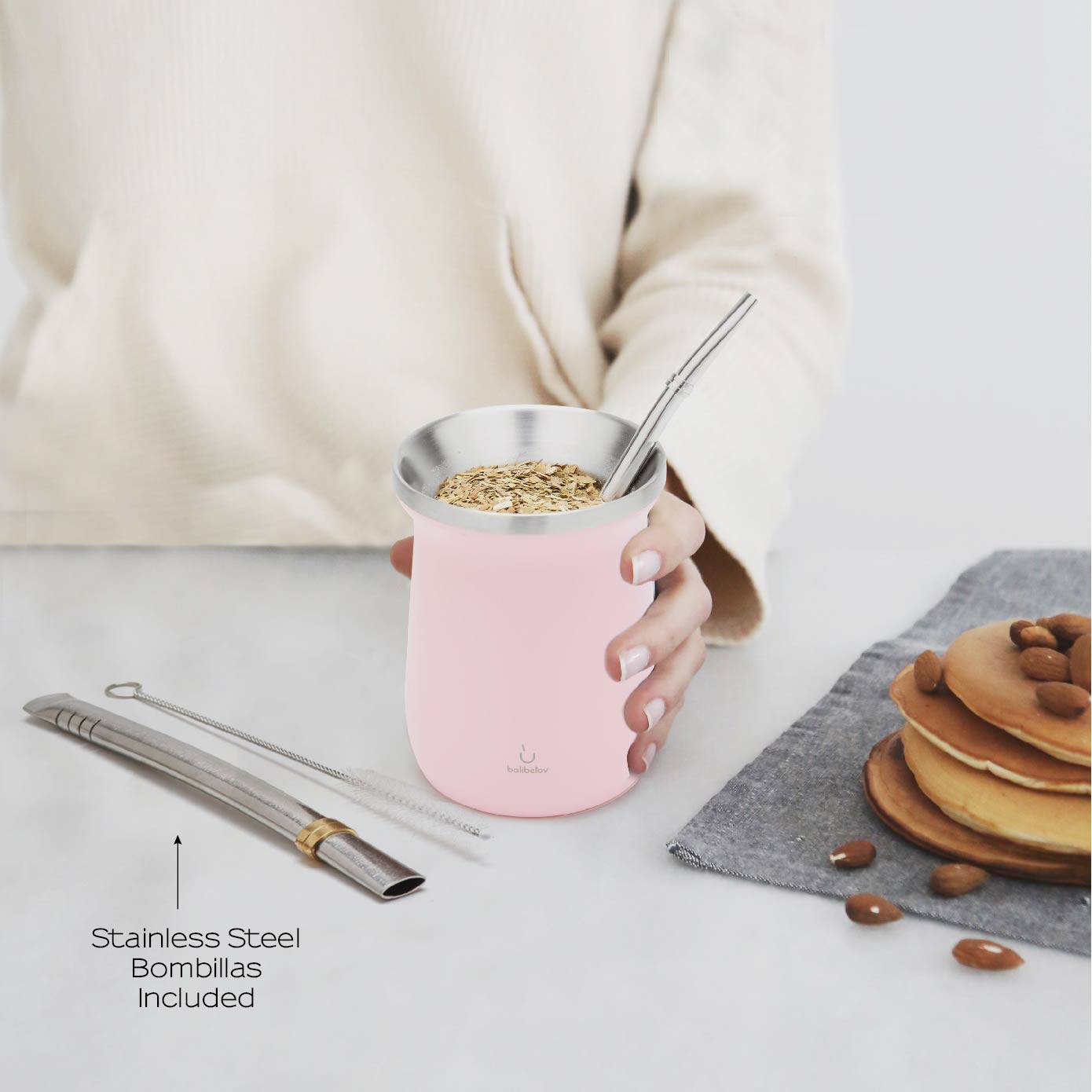Elegante Stainless Steel Yerba Mate Gourd Set (Pink)