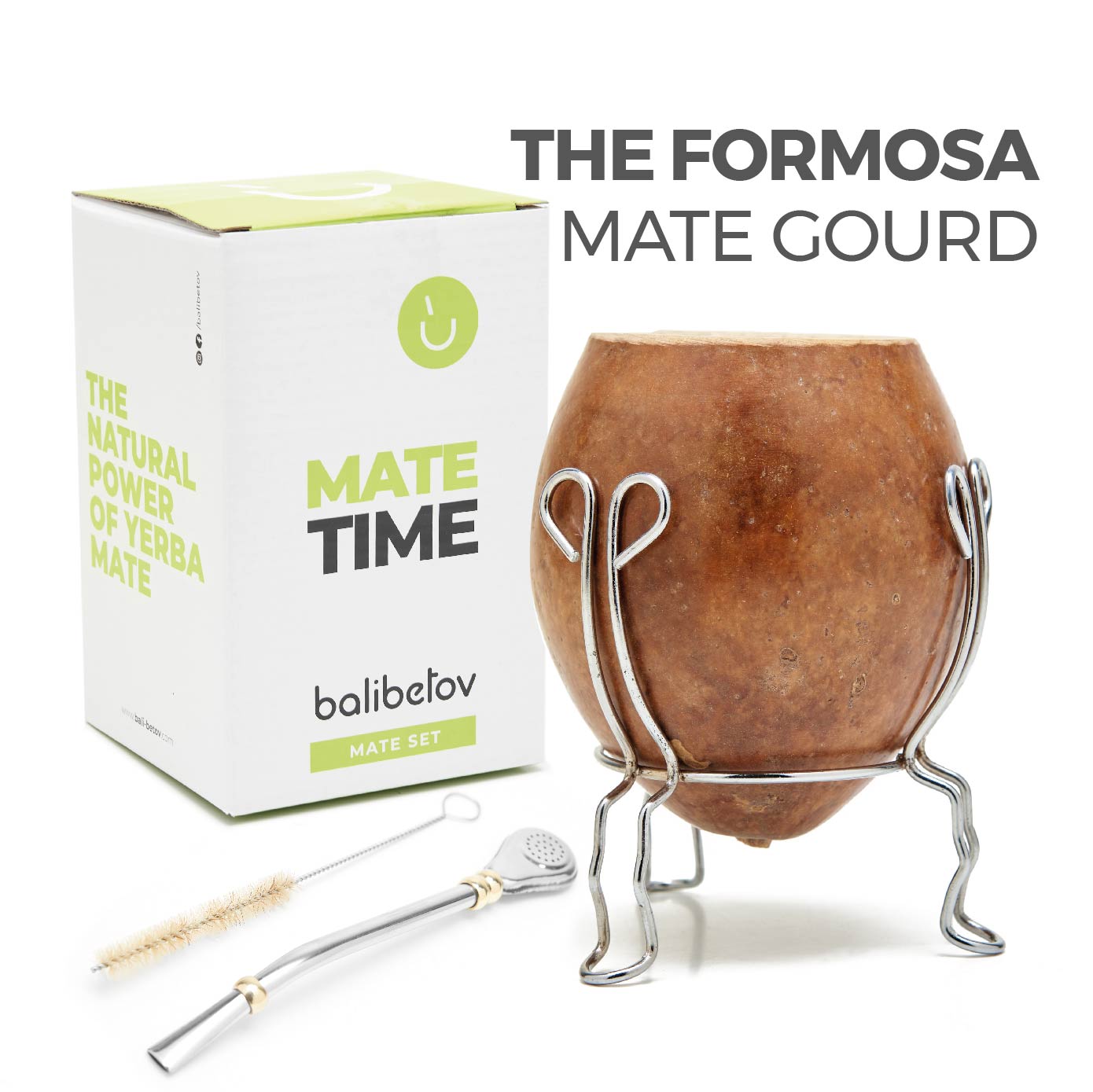 The Formosa Calabash Yerba Mate Gourd Set -  Aluminum Base 03