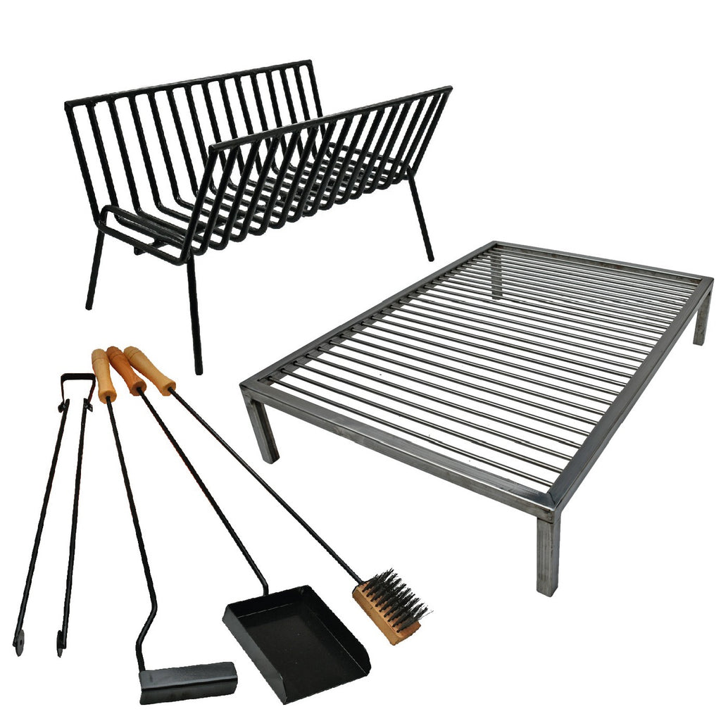 Premium Argentine Iron Grill Set I Grill Brazier and Tools Included