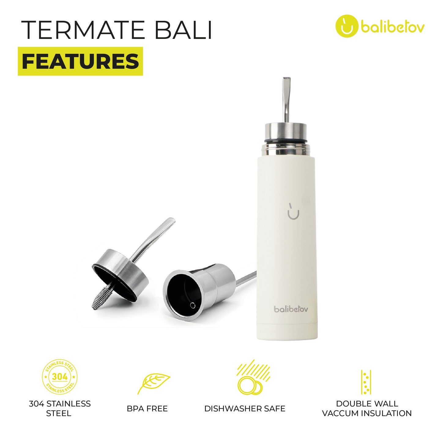AutoMate Self-Serving Yerba Mate Bottle (25oz) – All-in-One Auto-Cebante Cup, Keeps Water Hot for Hours, No-Spill (Beige)