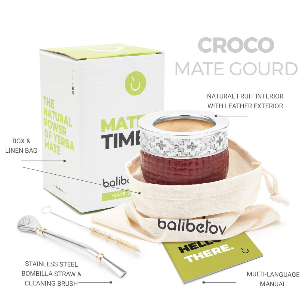 PREMIUM COLLECTION - The Croco Calabash Mate Gourd Set (Brown)