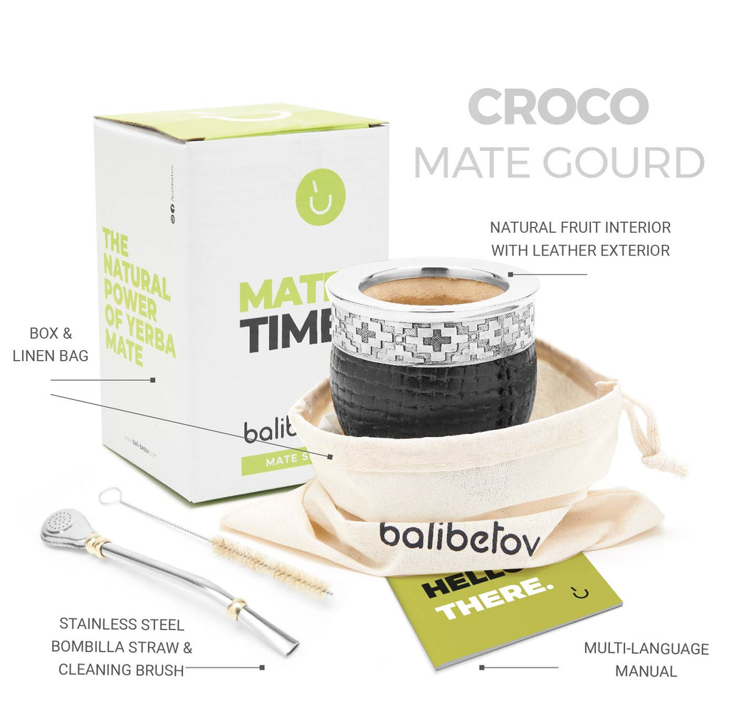 PREMIUM COLLECTION - The Croco Calabash Mate Gourd Set (Black)