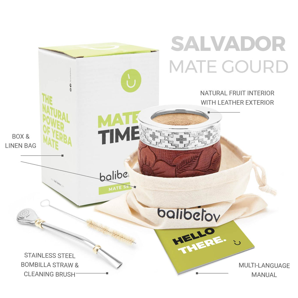 PREMIUM COLLECTION - The Salvador Imperial Calabash Mate Gourd Set (Brown)