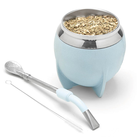 Torpedo Stainless Steel Yerba Mate Gourd Set (Sky Blue)