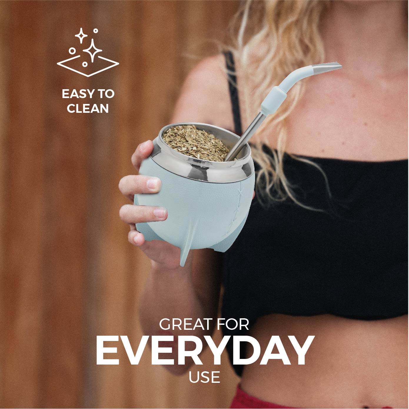 Torpedo Stainless Steel Yerba Mate Gourd Set (Sky Blue)