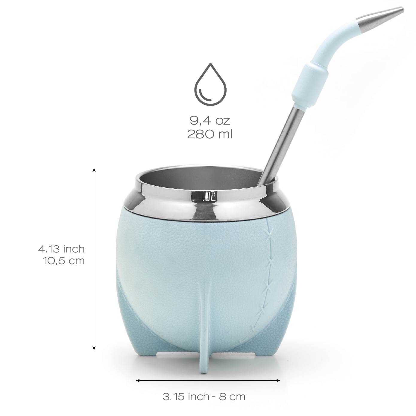 Torpedo Stainless Steel Yerba Mate Gourd Set (Sky Blue)