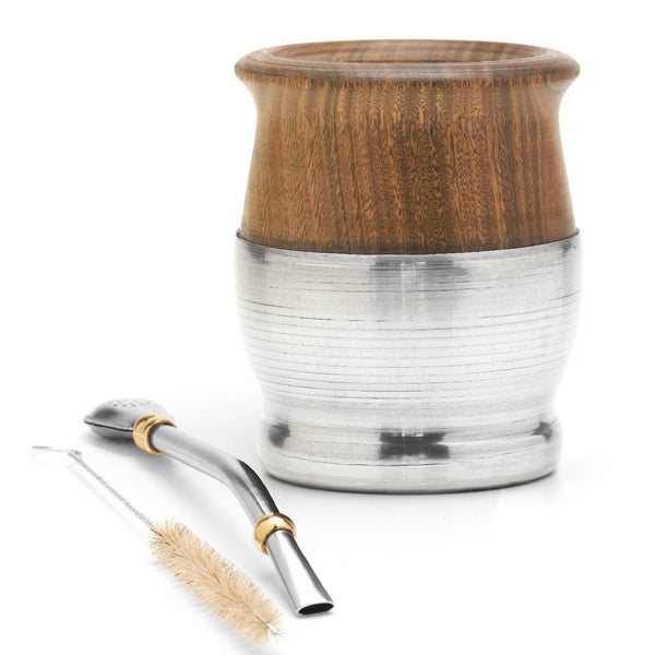 The Palo Santo Wood Mate Gourd Set (Aluminum Base)