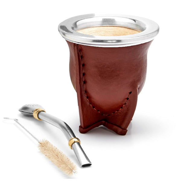 The Vaqueta Yerba Mate Gourd Set (Brown)