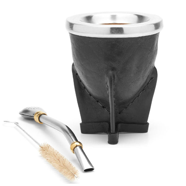 The Vaqueta Yerba Mate Gourd Set (Black)