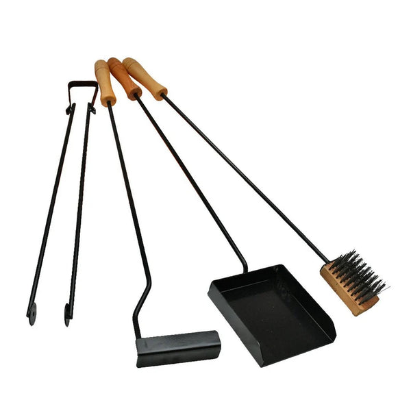 Premium Fireplace BBQ Pit Tools Set | Fire Poker, Tong, Brush and Shovel Included