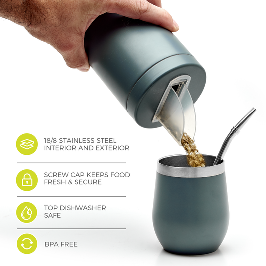 Stainless Steel Yerba Container - Yerbero (Grey)