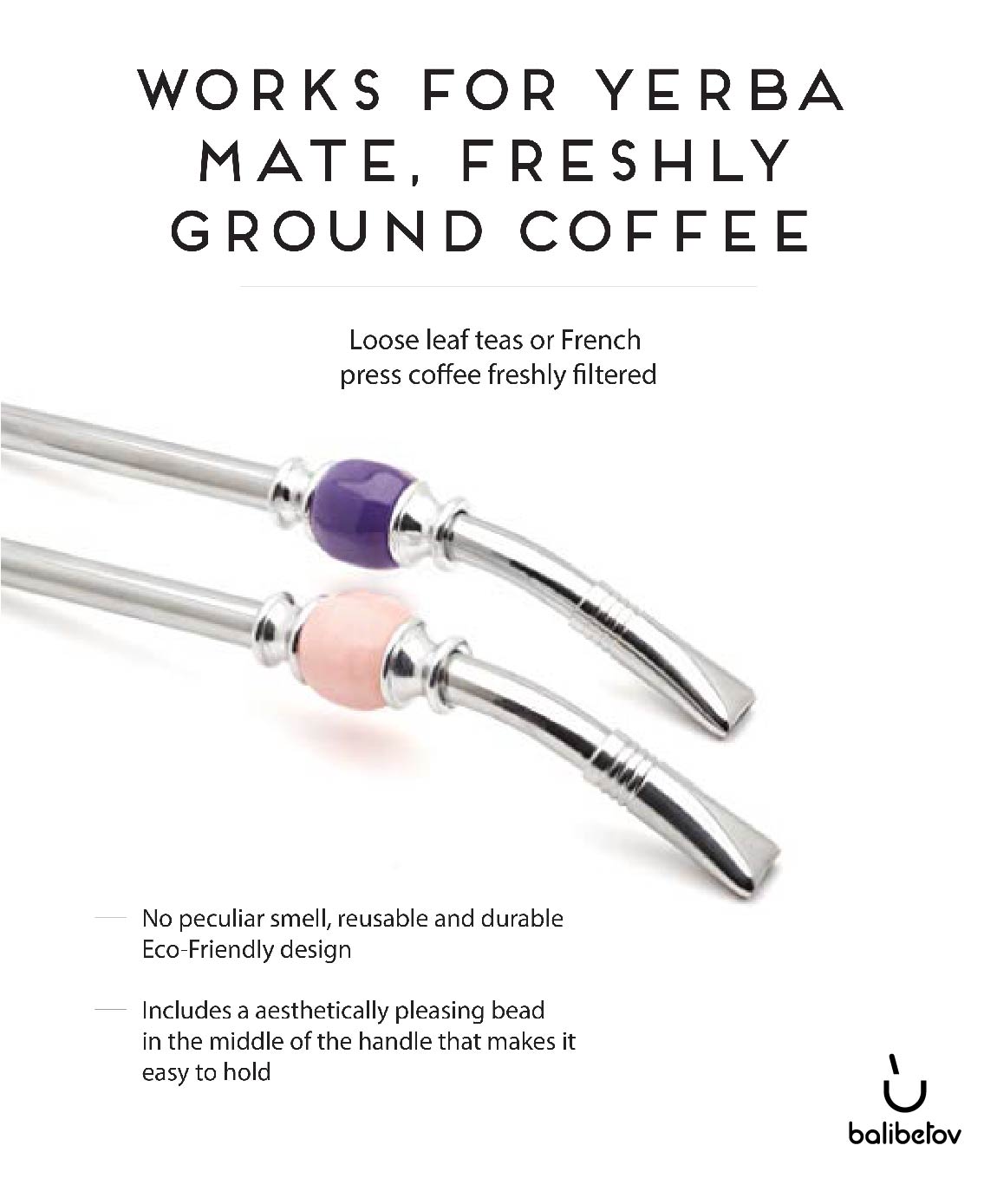 Premium Big Stainless Steel Bombilla Straw  - Set of 2 (Pink & Purple)