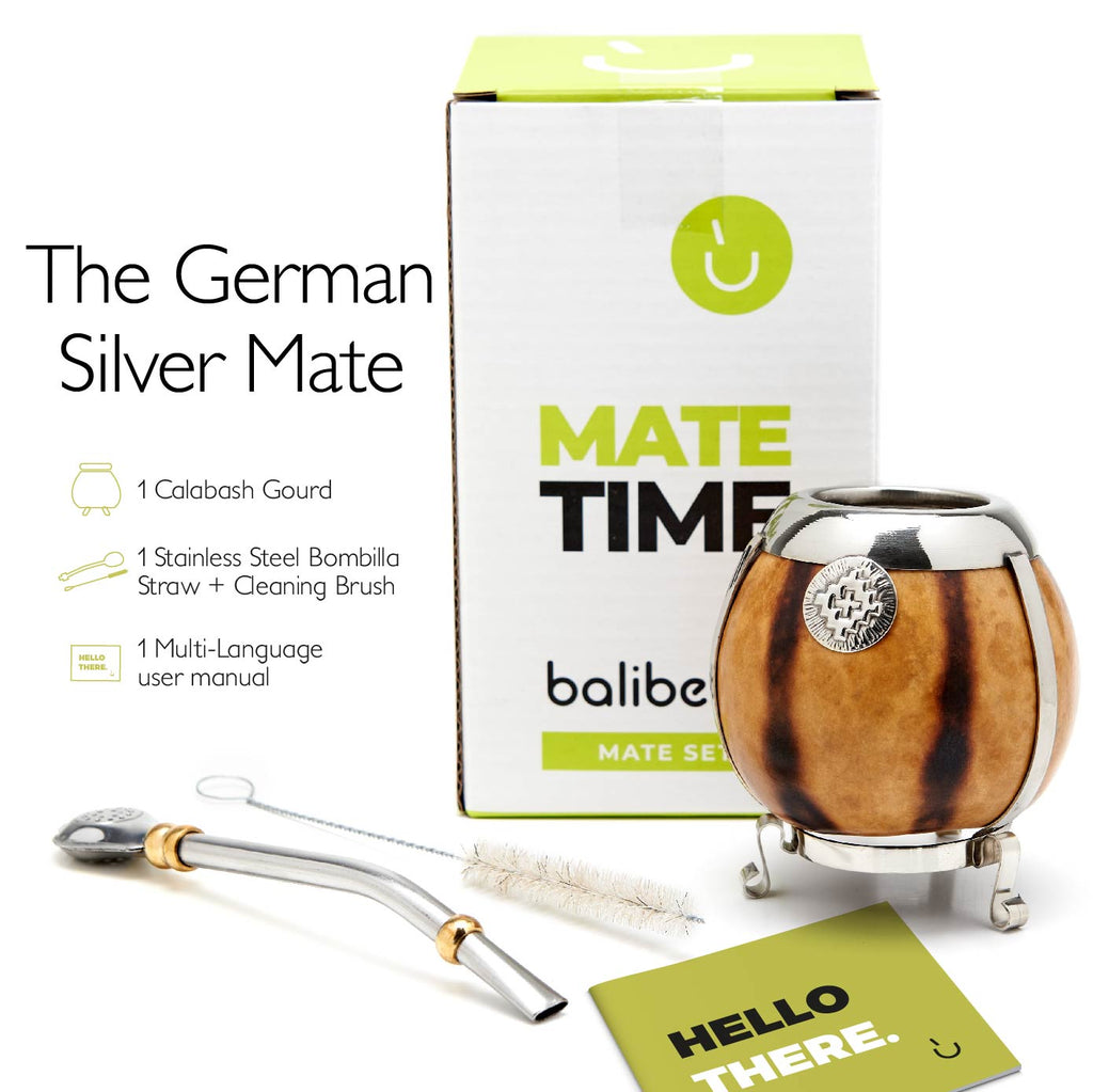 The German Silver Calabash Yerba Mate Gourd Set (Suela)