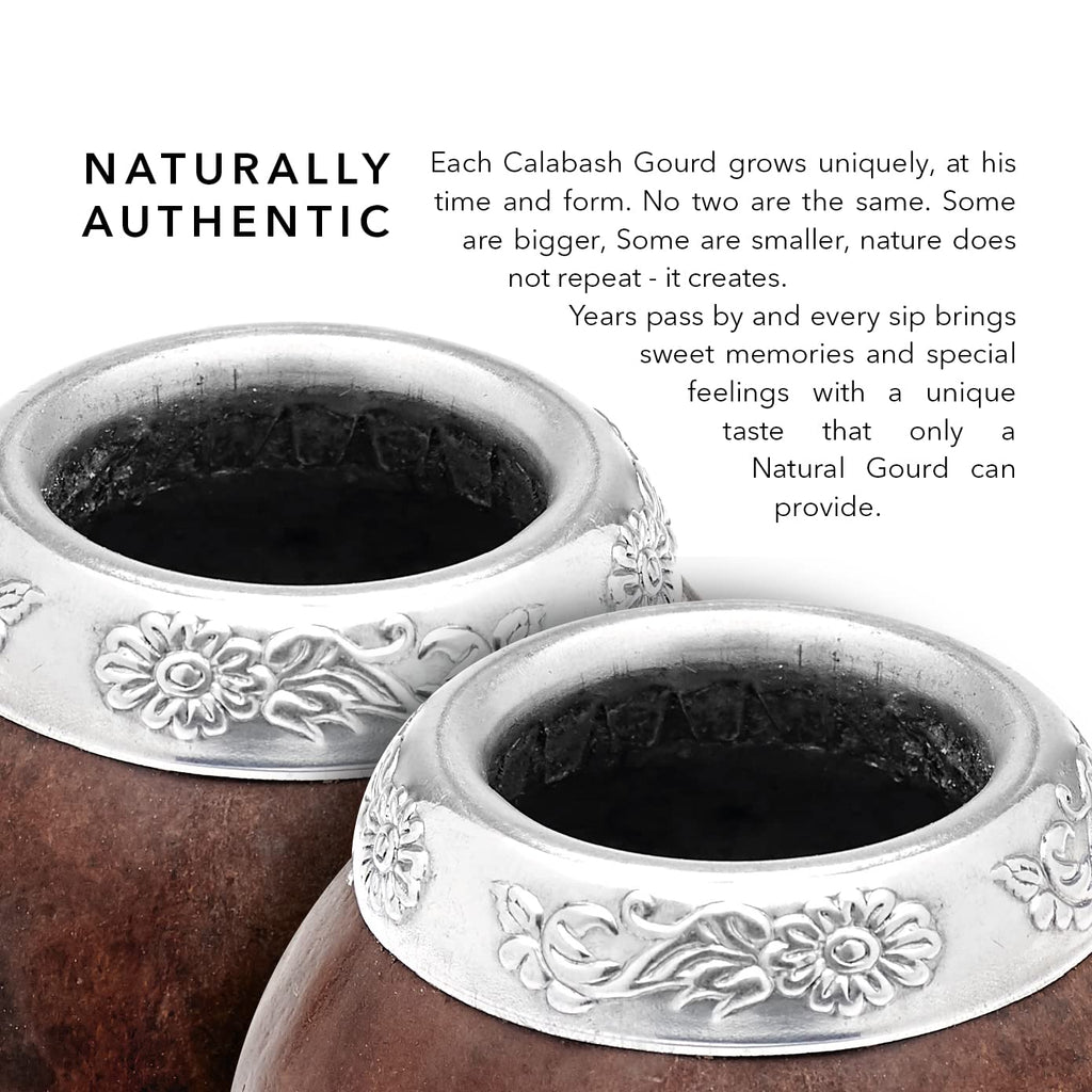 Traditional Handmade Calabash Yerba Mate Gourd - Set for Two