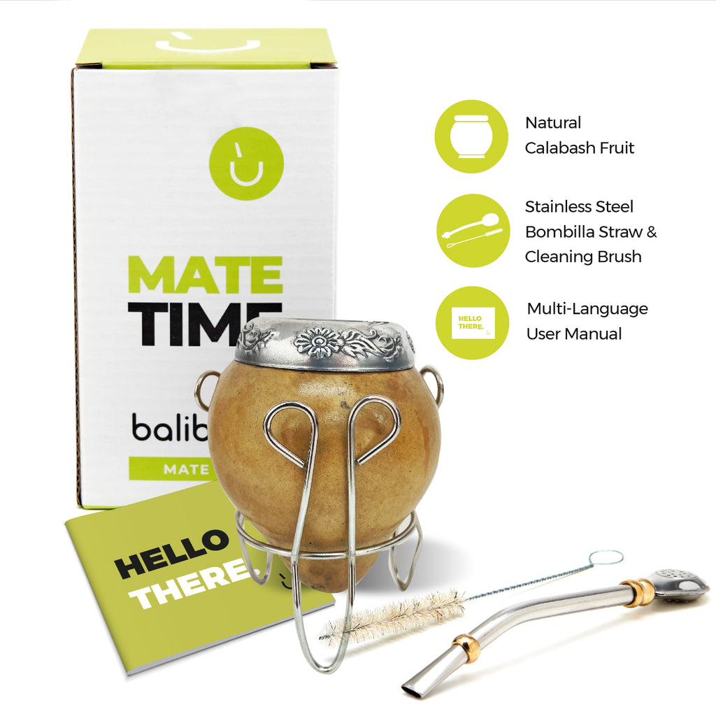 The Traditional Calabash Yerba Mate Gourd Set (Suela with Base)