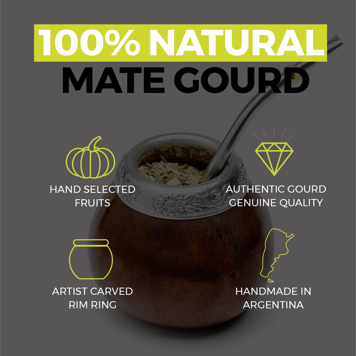 The Traditional Calabash Yerba Mate Gourd Set (Dark Brown)