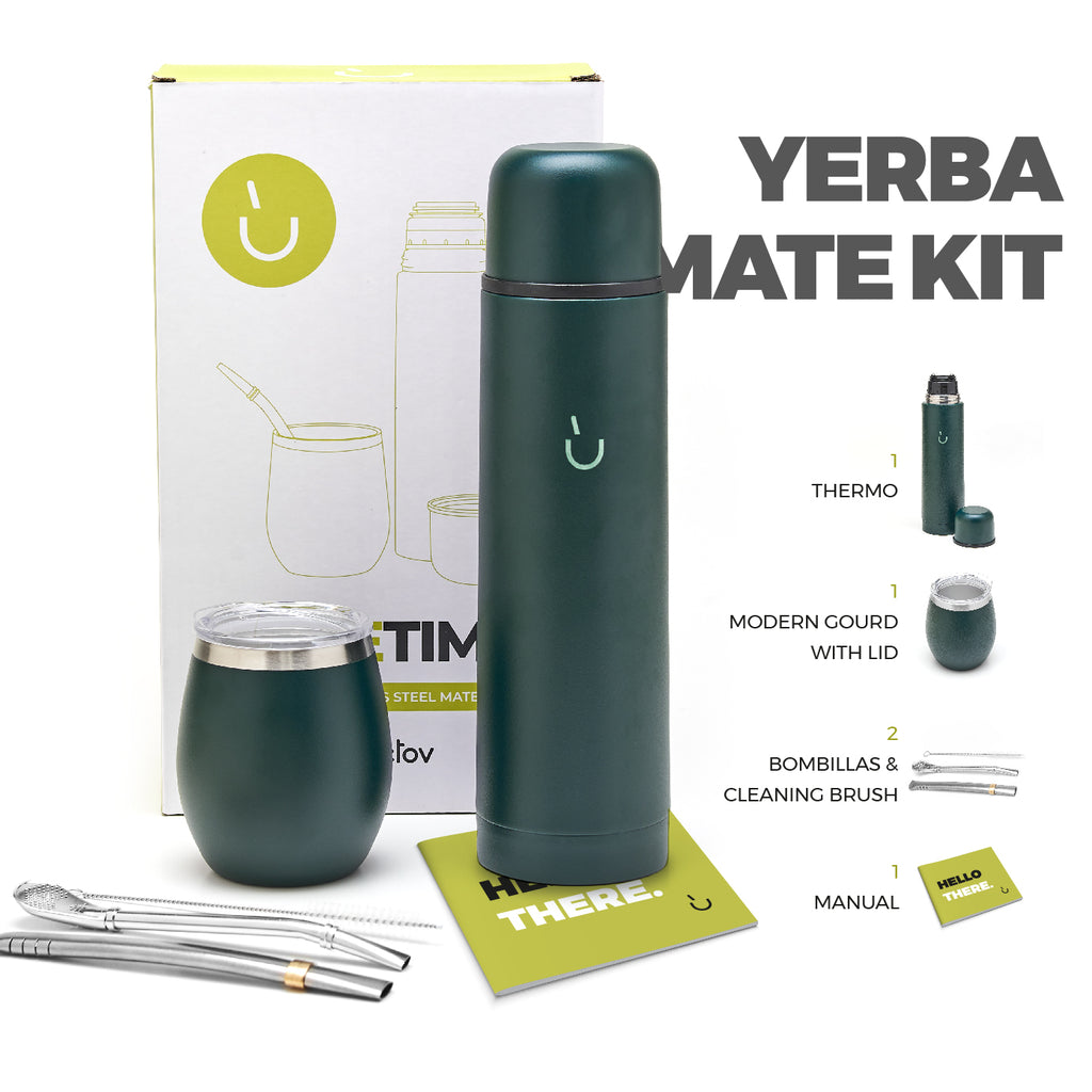 Premium Edelstahl Yerba Mate Kit (Grün)