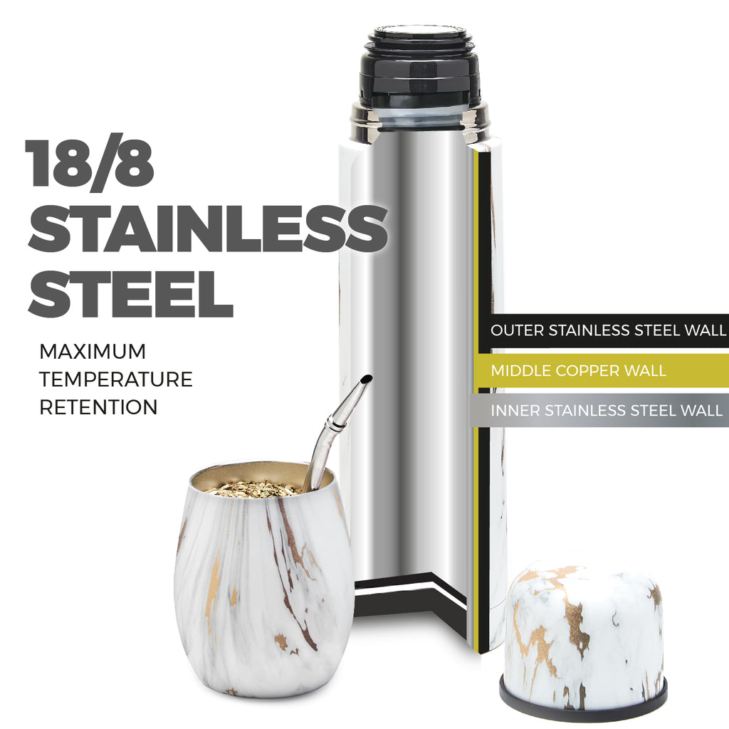 Premium Stainless Steel Yerba Mate Kit (Gold Marble)