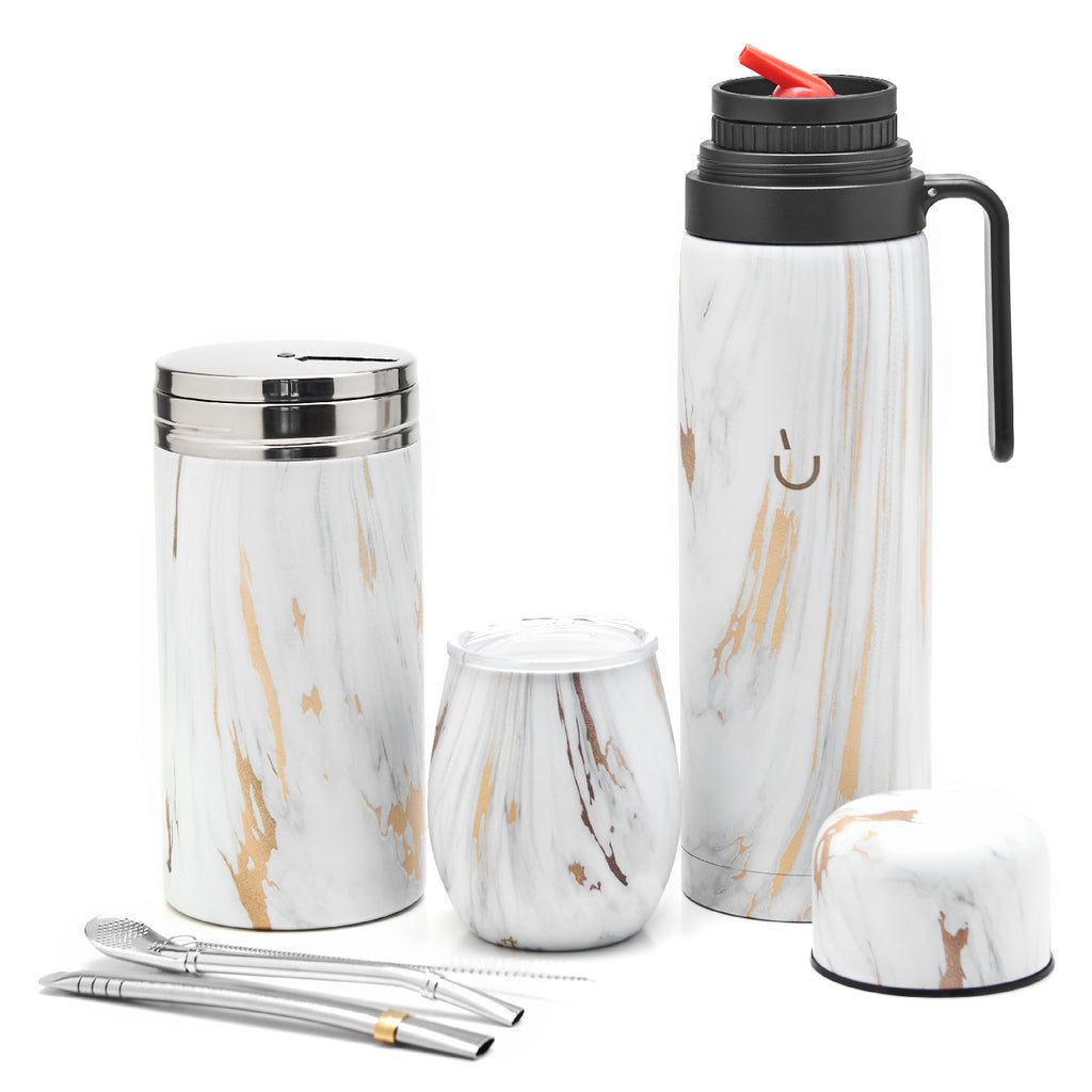 Superior Stainless Steel Yerba Mate Kit (Gold Marble)
