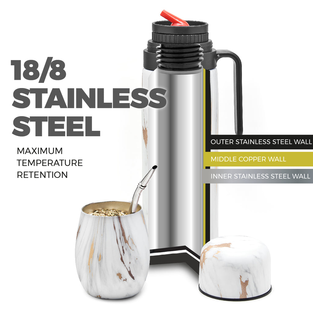 Superior Stainless Steel Yerba Mate Kit (Gold Marble)