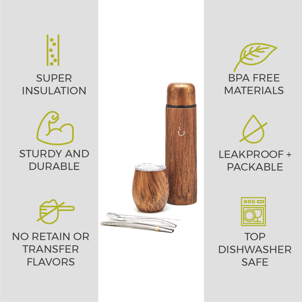 Premium Stainless Steel Yerba Mate Kit (Wood)