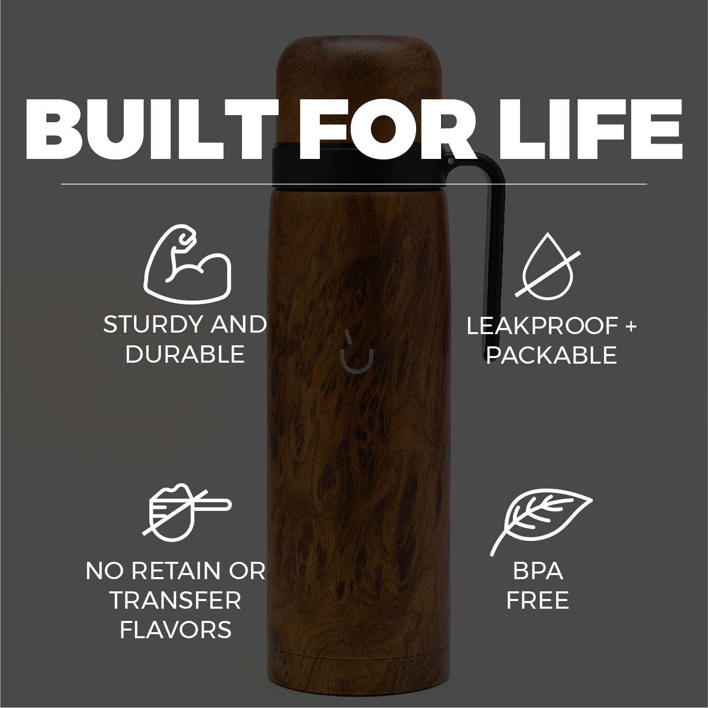 Stainless Steel Thermos - Mate Spout (Wood)