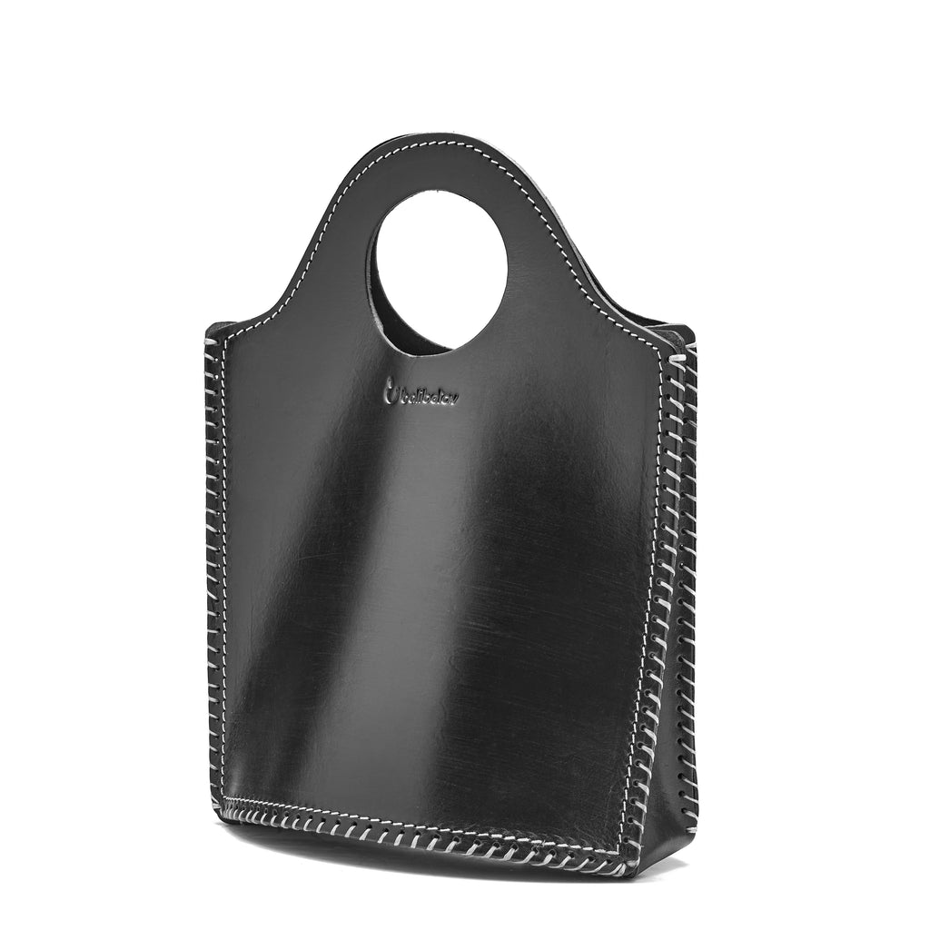 Le sac Carry Matera - fait à la main avec du cuir véritable (noir)