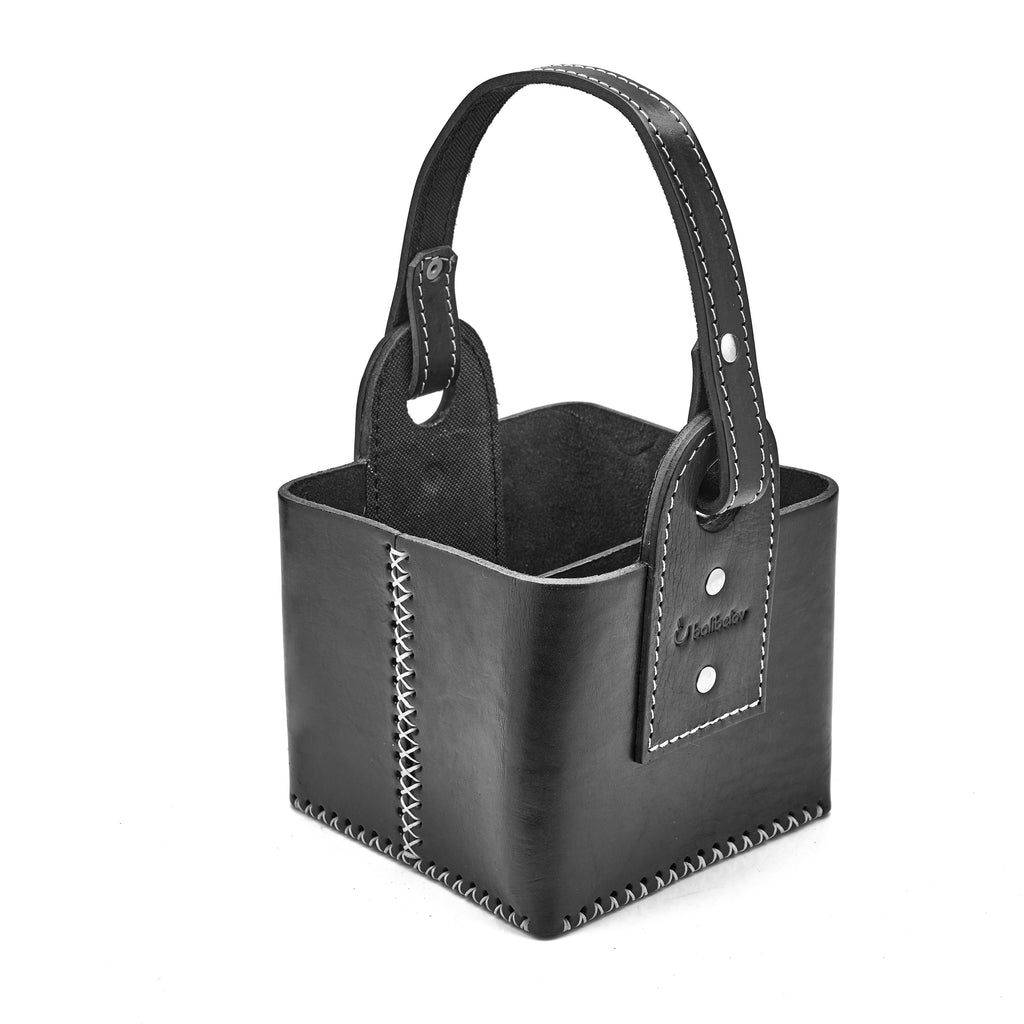 The Open Matera Bag - Handmade with Genuine Carved Leather (Black)