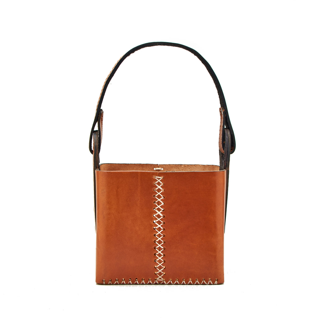The Open Matera Bag - Handmade with Genuine Carved Leather (Brown)