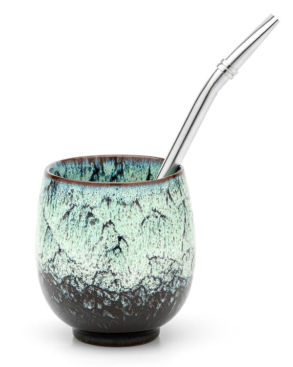 Ceramic Yerba Mate Gourd Set (Winter)