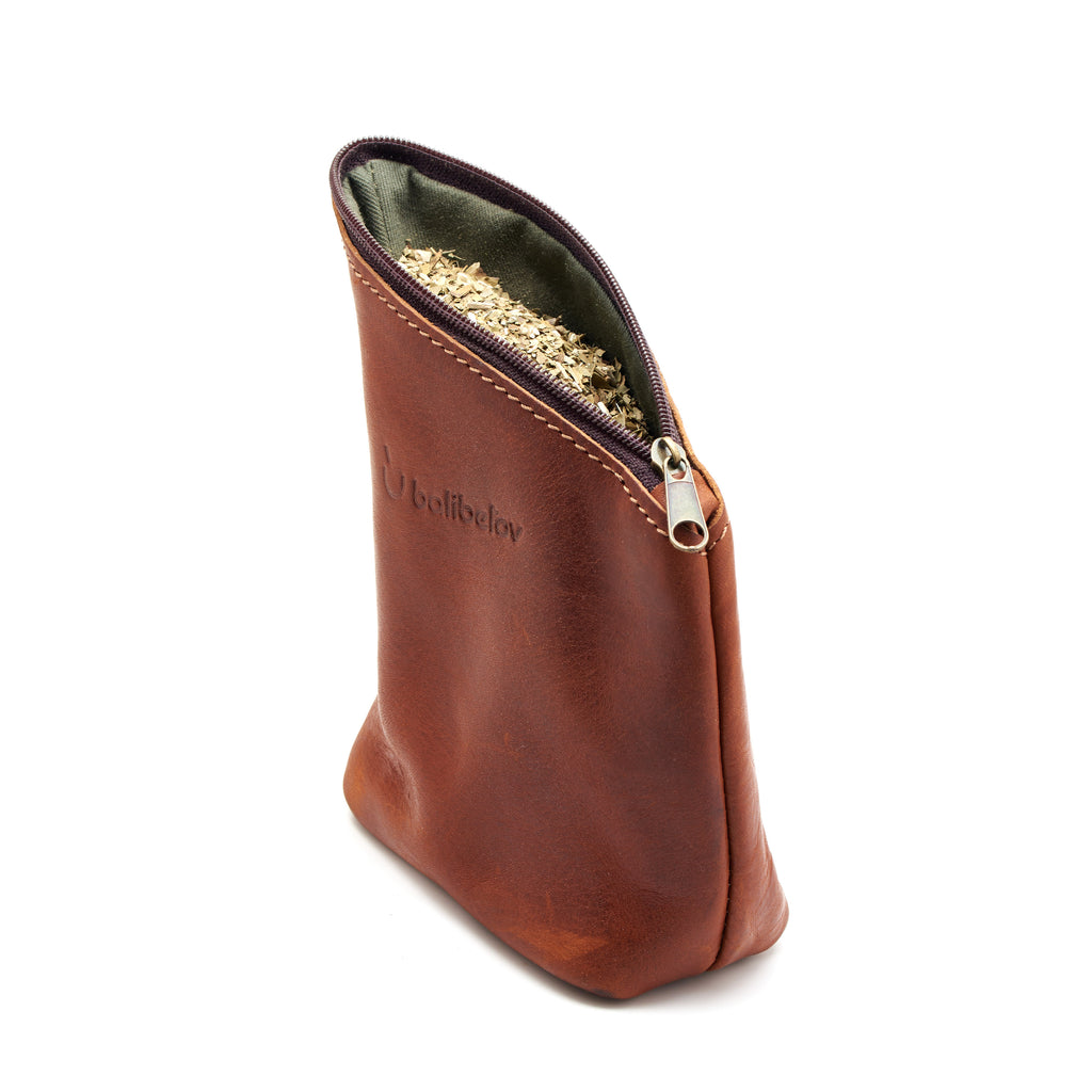 Yerba Mate-Behälter aus echtem Leder – Yerba-Tasche (Suela)