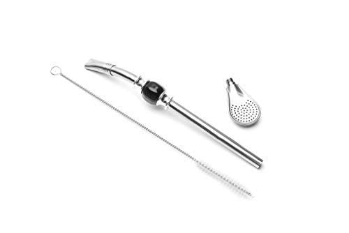 Premium Big Stainless Steel Bombilla Straw  - Set of 1 (Black)