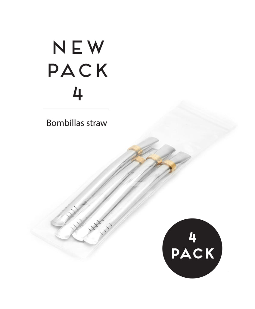 Flat Stainless Steel Bombilla Straw - Set of 4 (Silver)