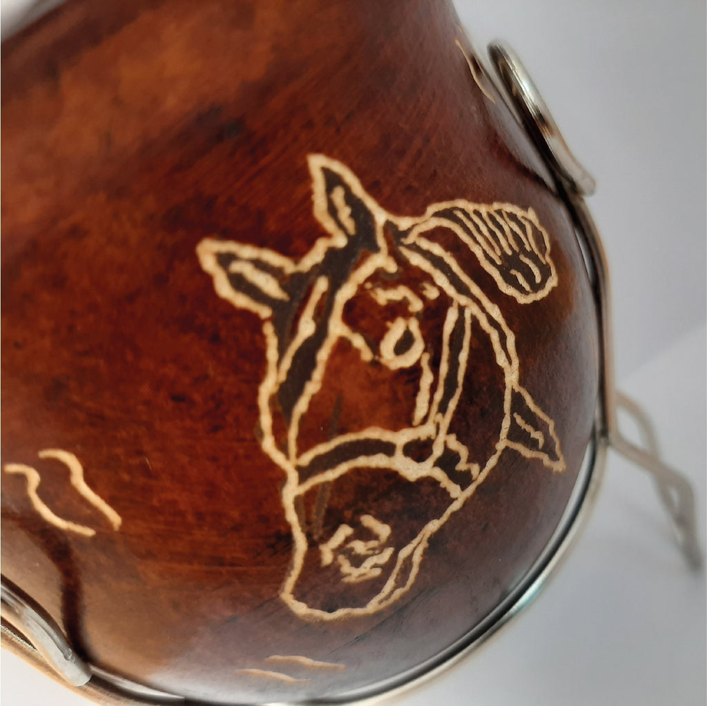 The Carved Calabash Yerba Mate Gourd Set (Horse Design)