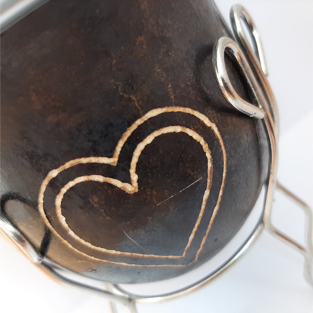 The Carved Calabash Yerba Mate Gourd Set (Heart Design)