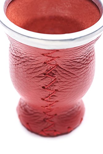 Juego de calabaza yerba mate de cuero y vidrio (rojo)