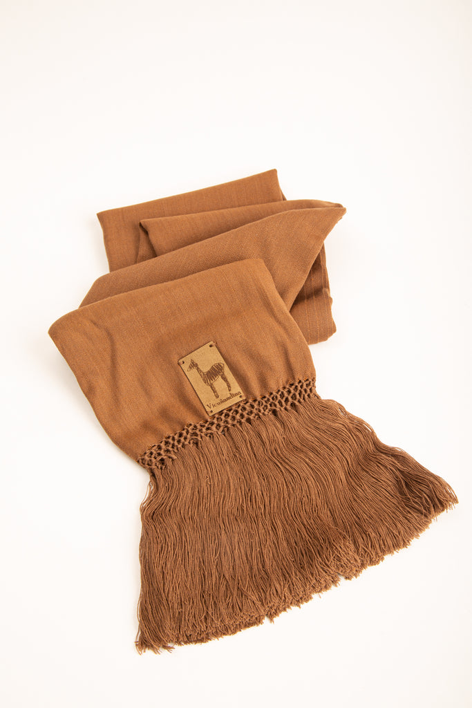 Hochwertiger handgefertigter Pashmina-Schal aus reinem Alpaka (Braun) 