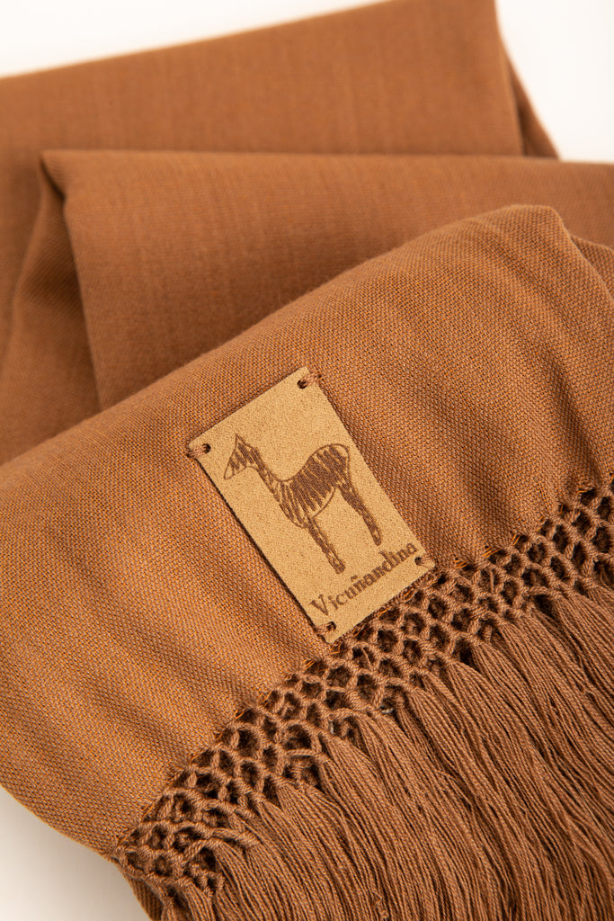 Hochwertiger handgefertigter Pashmina-Schal aus reinem Alpaka (Braun) 