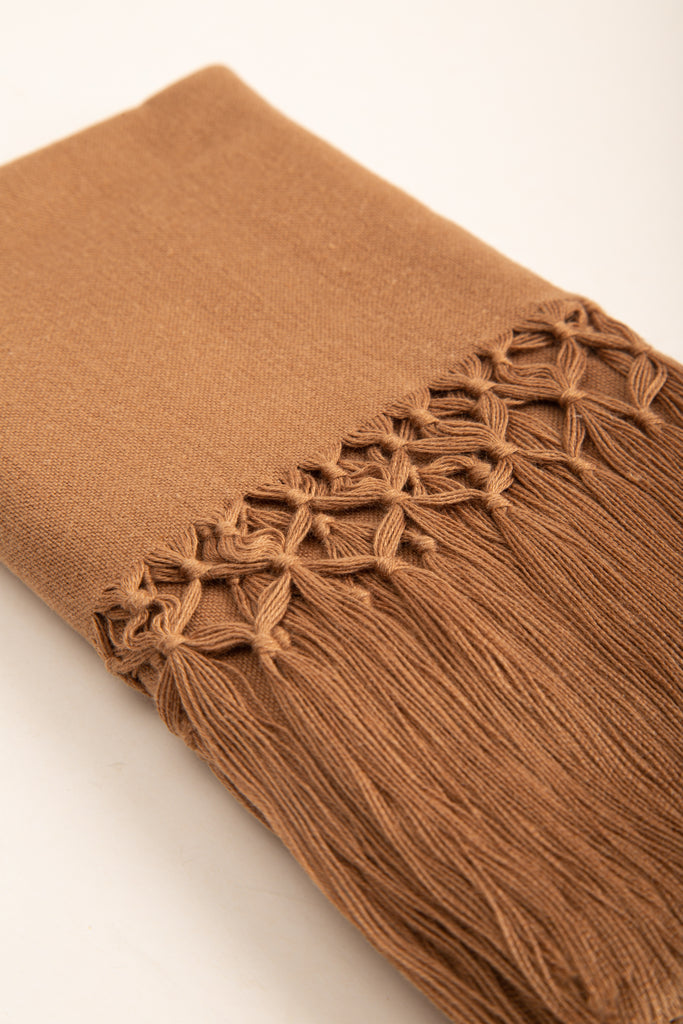 Chal de bufanda de pura lana hecho a mano (marrón)