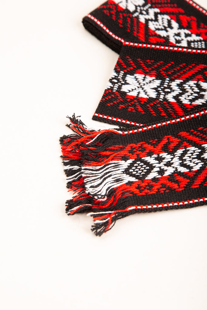 Embroidered Guarda Pampa Cotton Sash - Faja Gaucha (Black & Red)