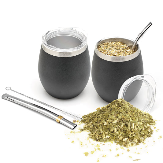 Premium Stainless Steel Yerba Mate Set for Two (Black)