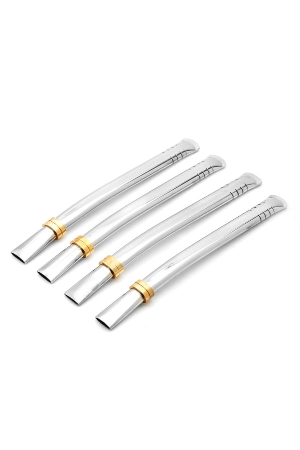 Flat Stainless Steel Bombilla Straw - Set of 4 (Silver)